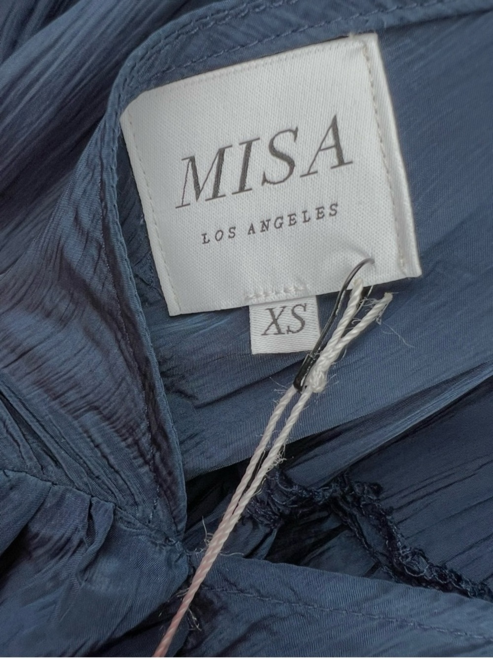 NWT MISA Los Angeles Mahtab Dress XS Navy Blue Tassel Boho Bell Sleeve Mini - Picture 7 of 8